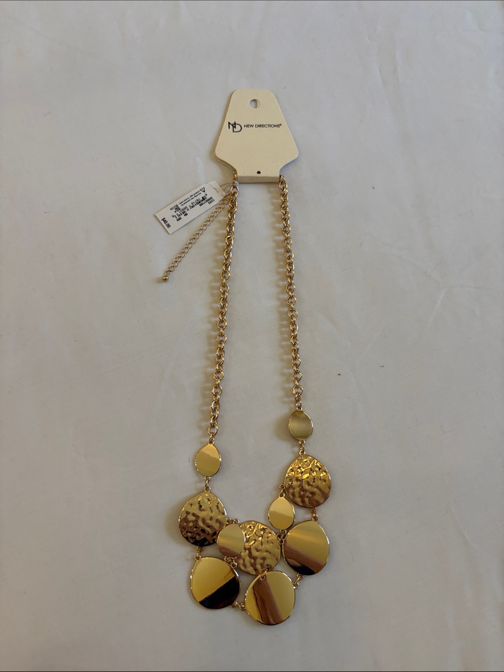 New Directions - Gold Textured Cascading Disc Bib Statement Necklace!!